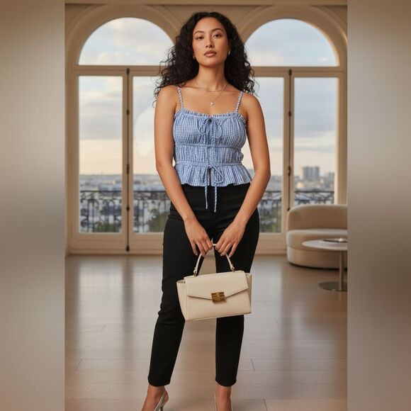 Blue Gingham Women's Top - Picture 2 of 8